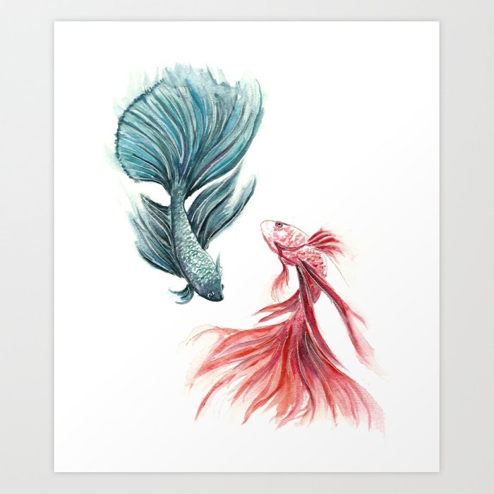 700x700 Watercolor Betta Fish Art Print By Thehousekat Society6 - Betta Watercolor