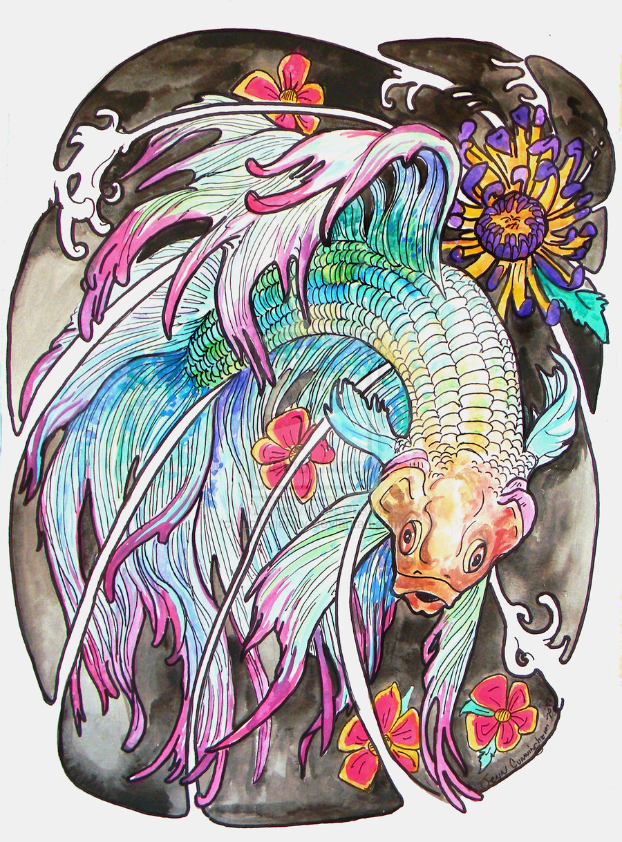 900x1218 Watercolor Betta Fish Tattoo - Betta Watercolor