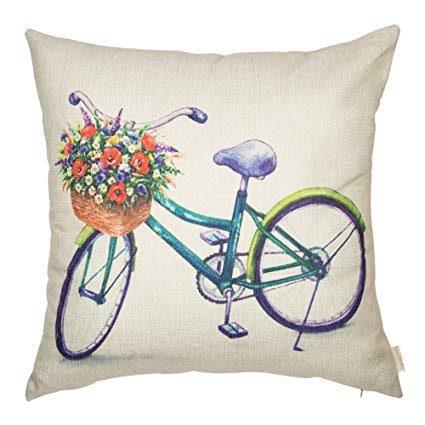 425x425 Fjfz Cotton Linen Home Decorative Bike Throw Pillow - Bicycle Watercolor