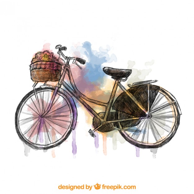 626x626 Watercolor Bicycle Vector Free Download - Bicycle Watercolor