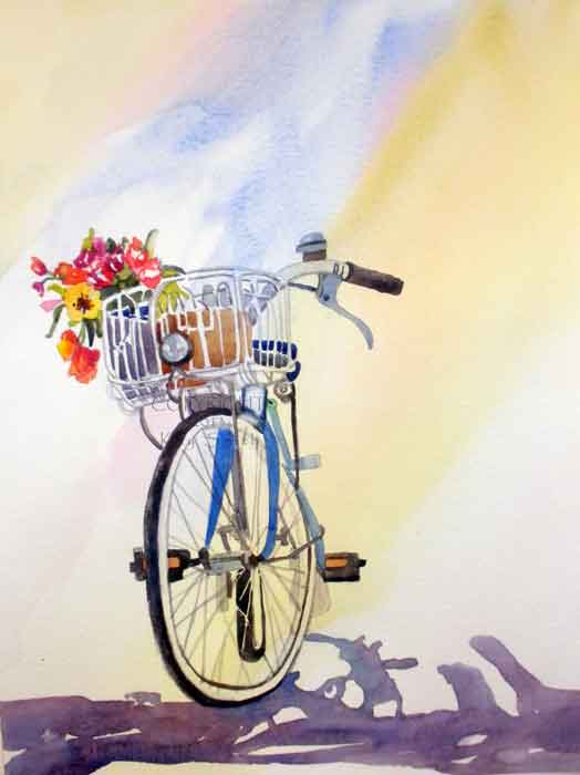 524x700 Kaysmithbrushworks Bike Shadows - Bicycle Watercolor Painting