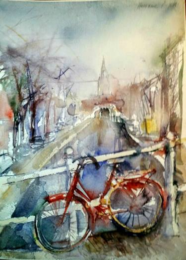 375x522 Original Bicycle Watercolor Paintings From Serbia Saatchi Art - Bicycle Watercolor Painting