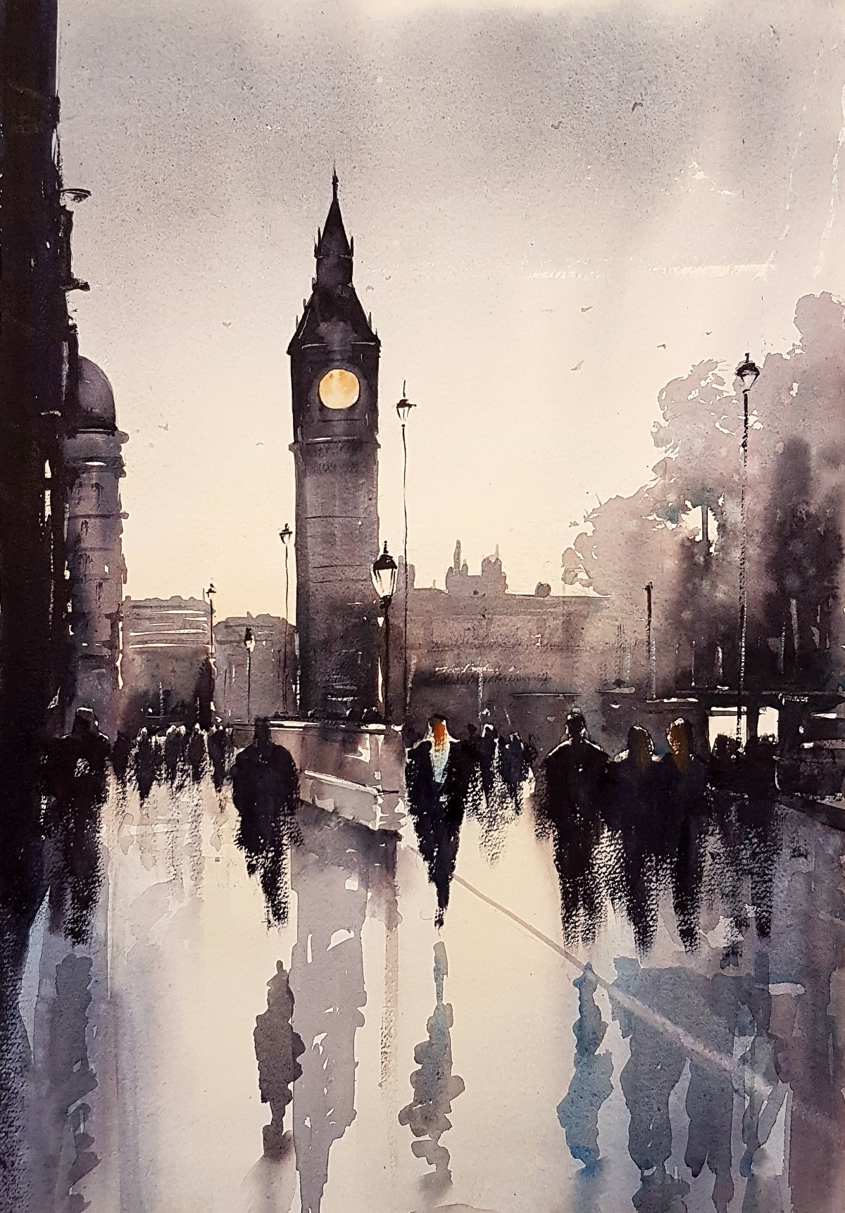 1200x1723 Big Ben London Original Watercolour Painting Painted On - Big Ben Watercolor