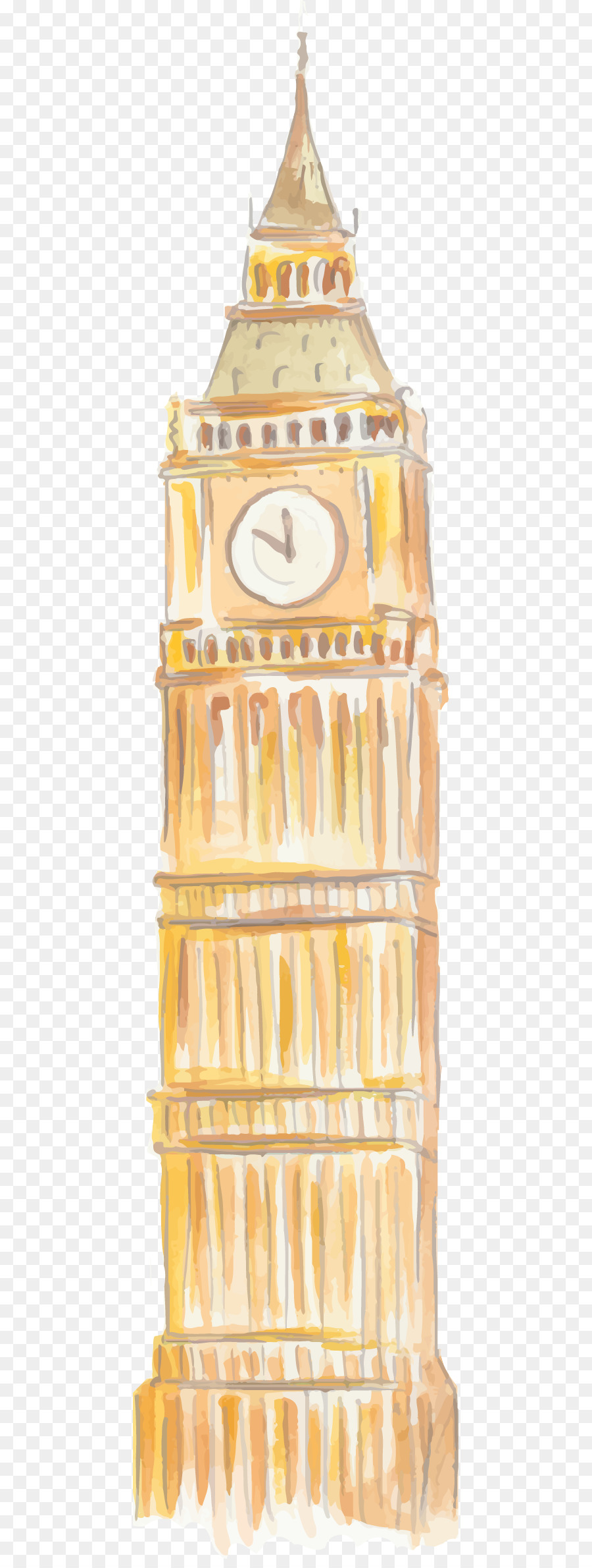 900x2380 Big Ben Watercolor Painting - Big Ben Watercolor