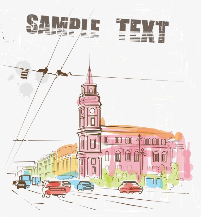 650x701 Big Ben With City Vector Watercolor, City Vector, Watercolor - Big Ben Watercolor