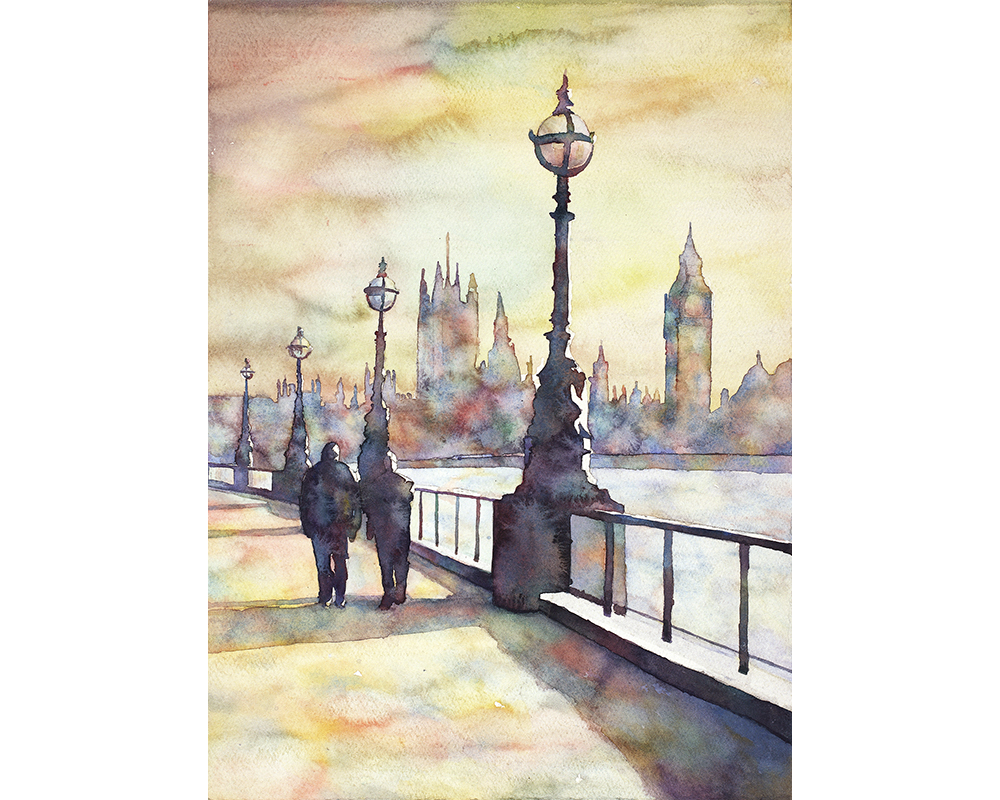 1000x800 Big Ben In London. Fine Art Print Of Watercolor Painting (Print - Big Ben Watercolor