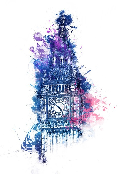 495x700 Colorful Watercolor Painting Of Big Ben Wall Mural We - Big Ben Watercolor