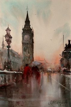 236x354 Art Work Big Ben And Watercolor - Big Ben Watercolor