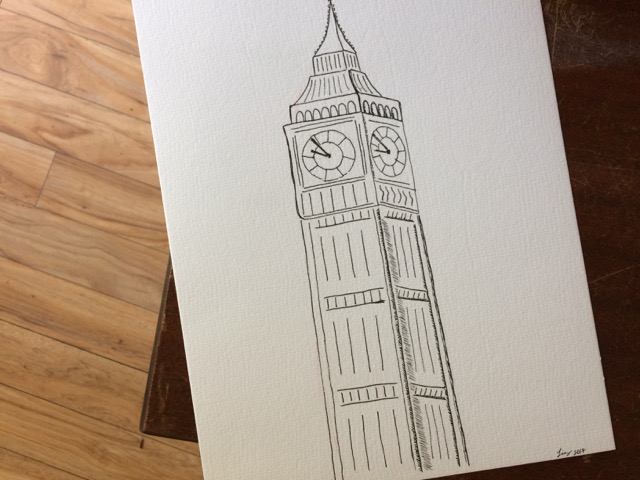 640x480 Watercolor Practice - Big Ben Watercolor