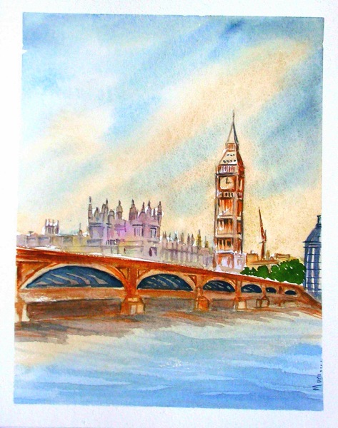 473x600 Big Ben (London) Chimes Twice! - Big Ben Watercolor