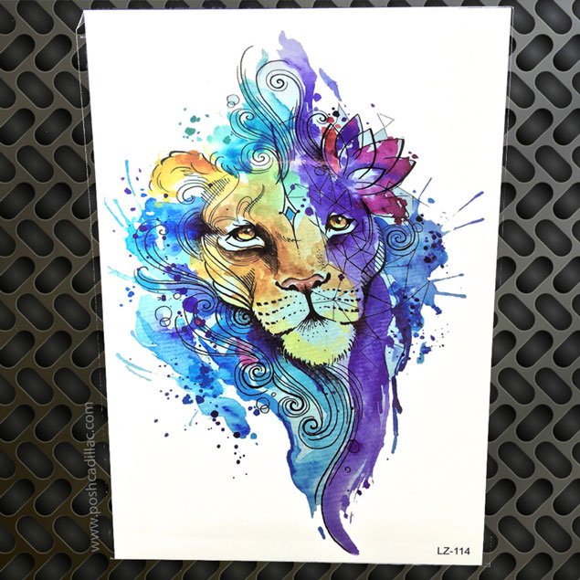 635x635 Big Watercolor Splash Art Colorful Temporary Waterproof Tattoo - Big Watercolor