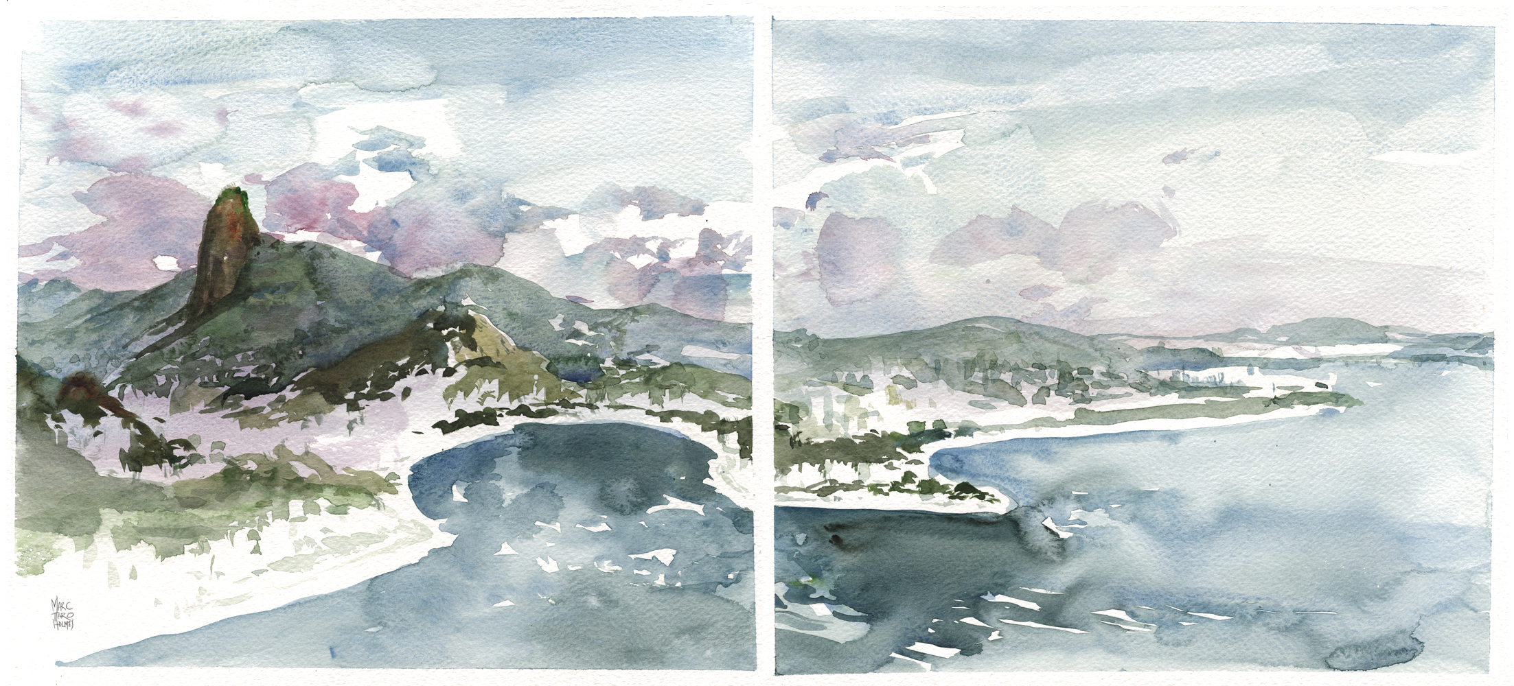 2205x1000 Watercolor Sketching In Rio De Janeiro The Three Big Shapes - Big Watercolor