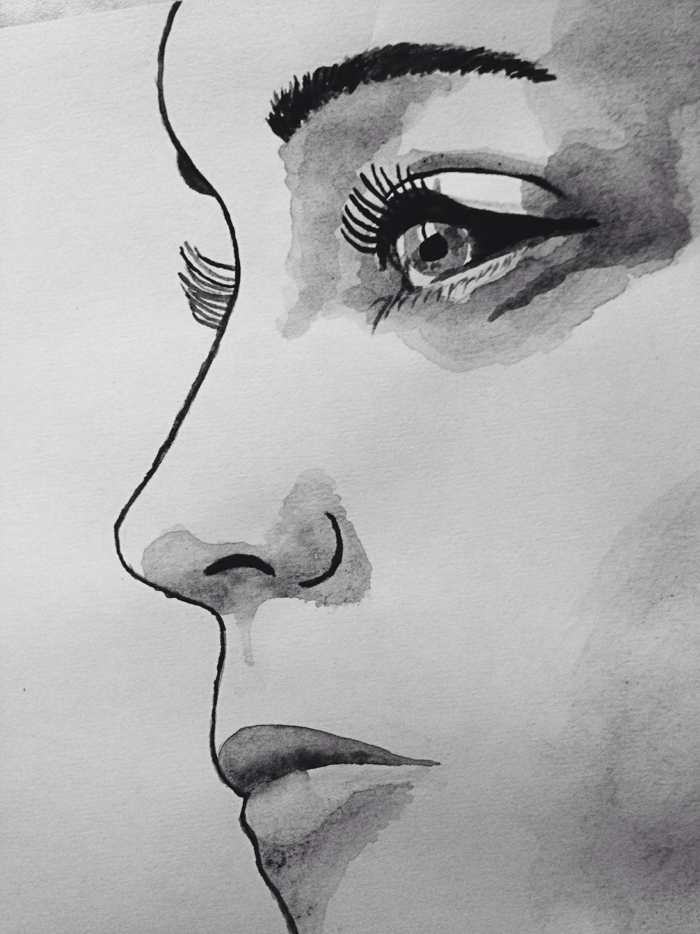 2370x3160 Watercolor Face Black And White. Speed Painting. Liz Webster - Black And White Watercolor