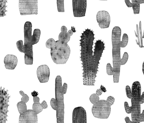 470x403 Black And White Watercolor Cactus - Black And White Watercolor