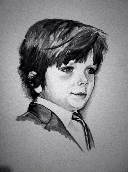 448x600 Black And White Watercolor Portrait - Black And White Watercolor Portrait
