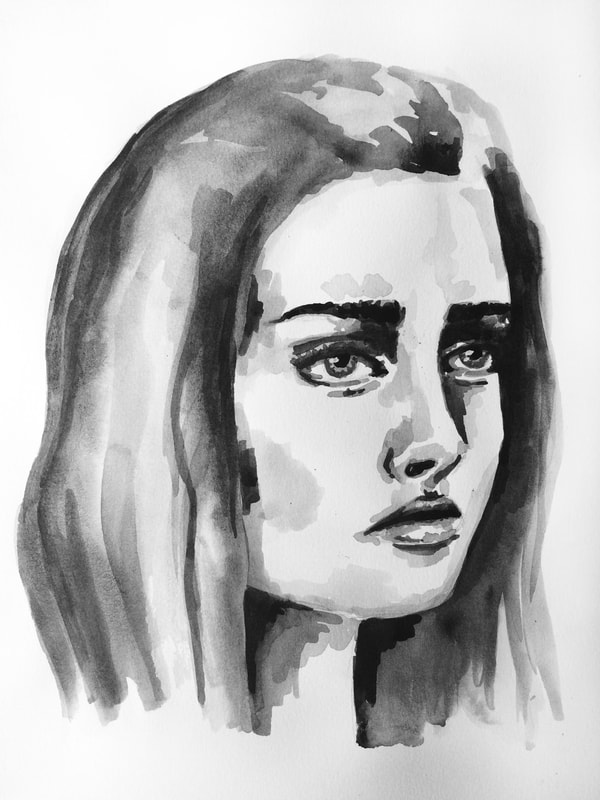 600x800 Latest Artwork Drawing Penwatercolor Faces And Watercolor - Black And White Watercolor Portrait