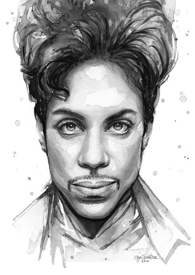 639x900 Prince Watercolor Portrait Painting By Olga Shvartsur - Black And White Watercolor Portrait