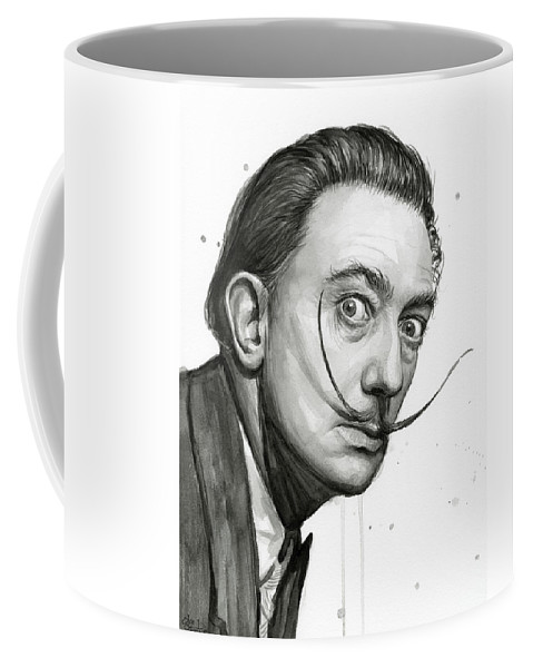 479x600 Salvador Dali Portrait Black And White Watercolor Coffee Mug For - Black And White Watercolor Portrait