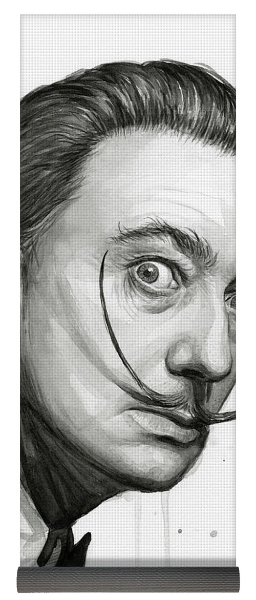 500x1171 Salvador Dali Portrait Black And White Watercolor Yoga Mat For - Black And White Watercolor Portrait