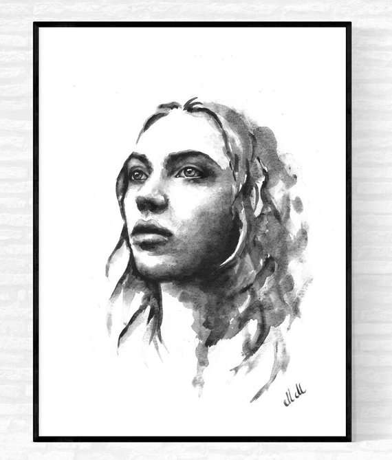 Black And White Watercolor Portrait At Paintingvalley.com 