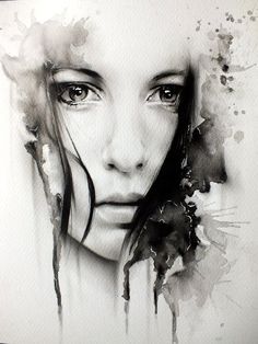 236x314 Black And White Water Color Portrait - Black And White Watercolor Portrait