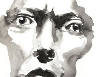 340x270 Portrait Drawing, Ink, Black White,print,figurative Art,female - Black And White Watercolor Portrait