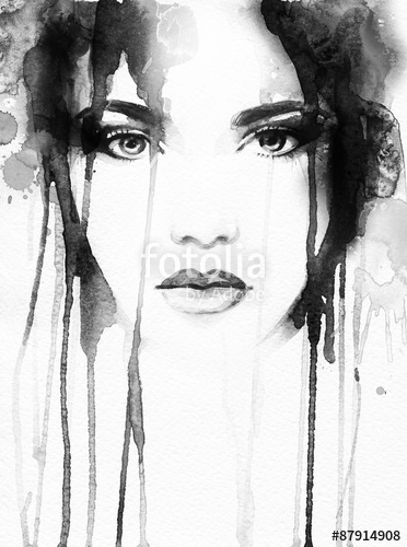 372x500 Woman Portrait .abstract Watercolor Stock Photo And Royalty Free - Black And White Watercolor Portrait