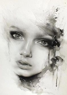 236x331 Artworks By Mekhz Portraits Artwork, Watercolor - Black And White Watercolor Portrait
