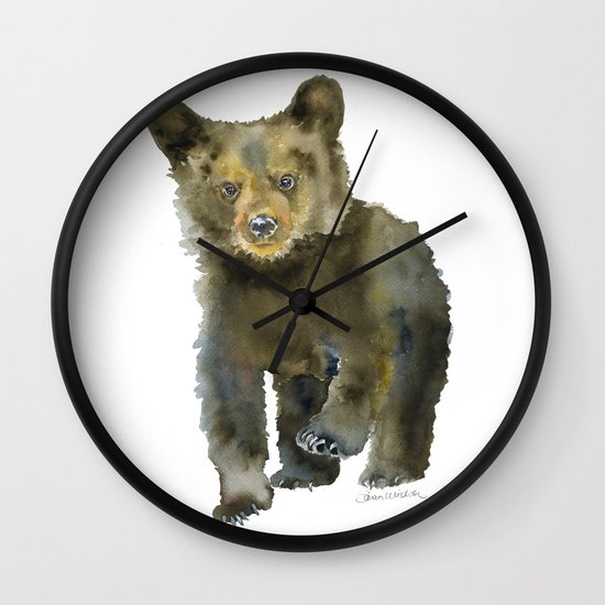 550x550 Black Bear Cub Watercolor Wall Clock By Susanwindsor Society6 - Black Bear Watercolor