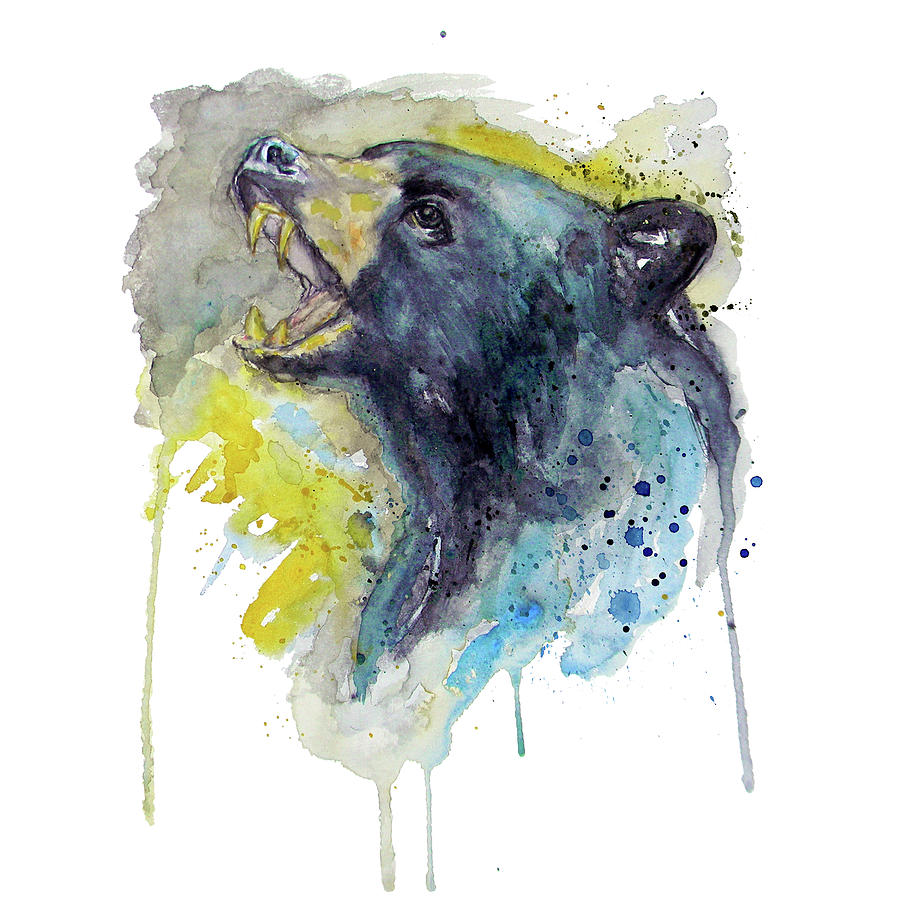900x900 Black Bear Painting By Marian Voicu - Black Bear Watercolor