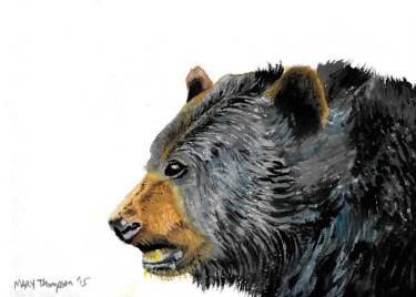 375x268 Black Bear Painting By Mary Thompson Watercolor Painting - Black Bear Watercolor