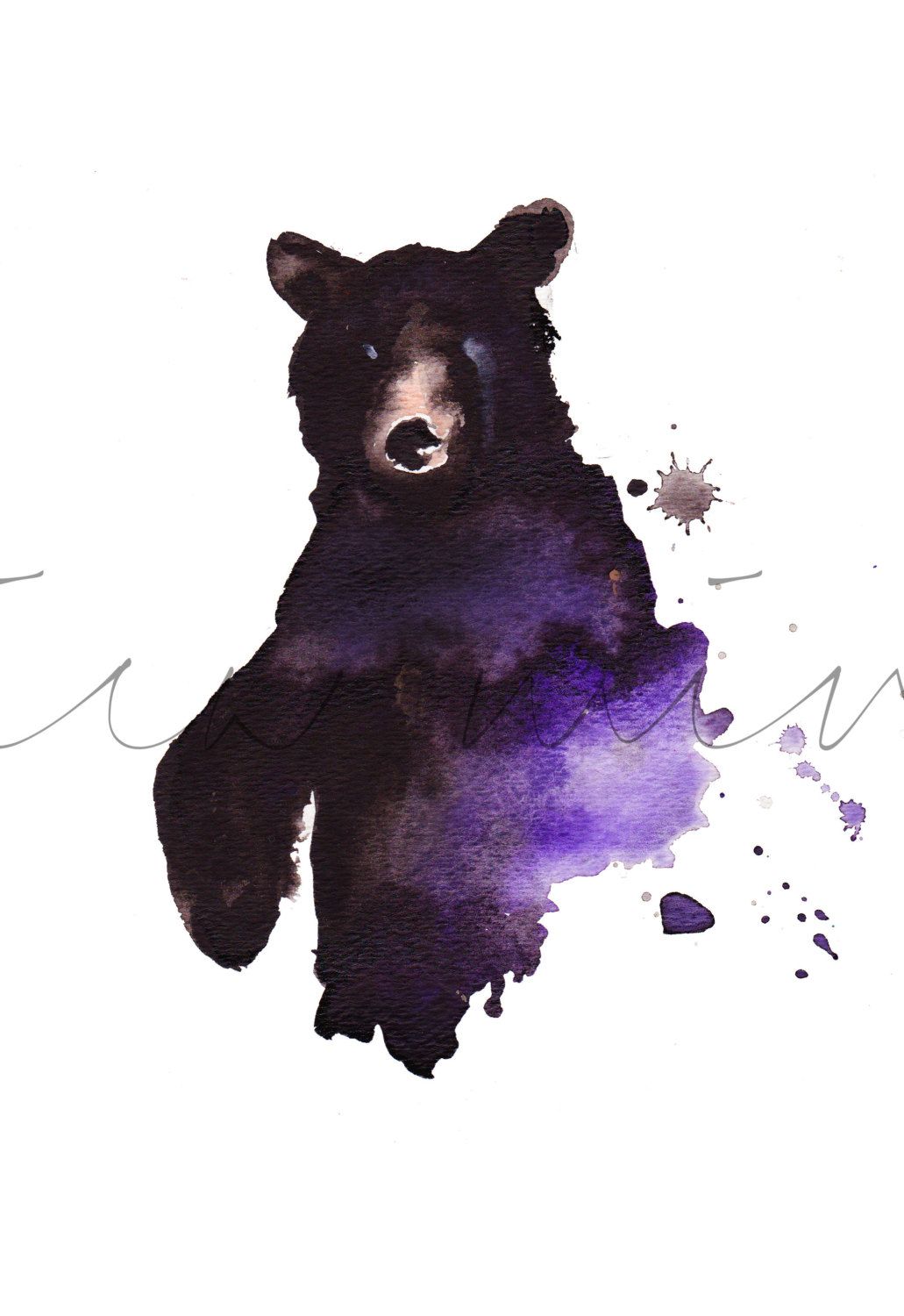 1031x1500 Black Water Bear, Black Bear Painting, Watercolor Bear, Statement - Black Bear Watercolor