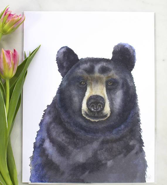 570x630 Watercolor Black Bear Art Print Laura Ashton Illustration Amp Design - Black Bear Watercolor