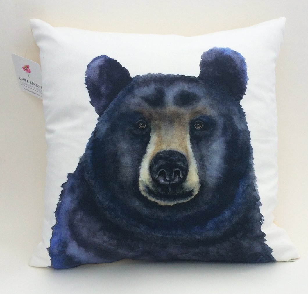 1060x1012 Watercolor Black Bear Throw Pillow Cover Laura Ashton - Black Bear Watercolor