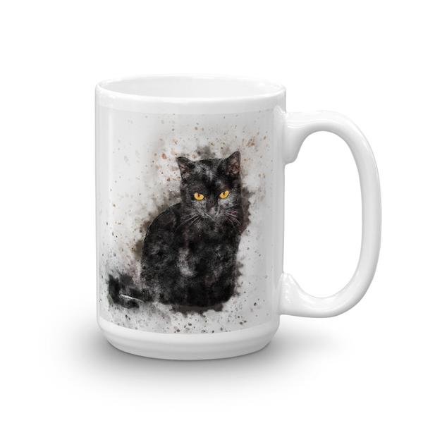 600x600 Black Cat Watercolor Design Coffee Mug J Amp S Graphics - Black Cat Watercolor