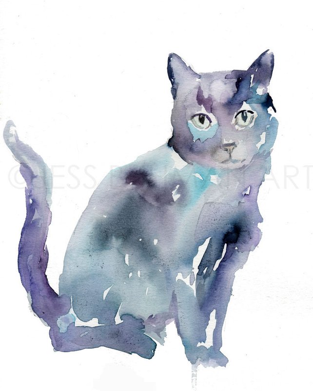 642x803 Black Cat Watercolor Painting Print Black Cat Painting Cat Etsy - Black Cat Watercolor
