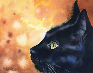 Black Cat Watercolor at PaintingValley.com | Explore collection of ...