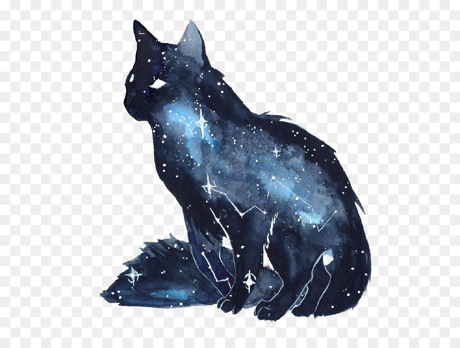 900x680 Cat Kitten Galaxy Watercolor Painting Dog - Black Cat Watercolor Paintings