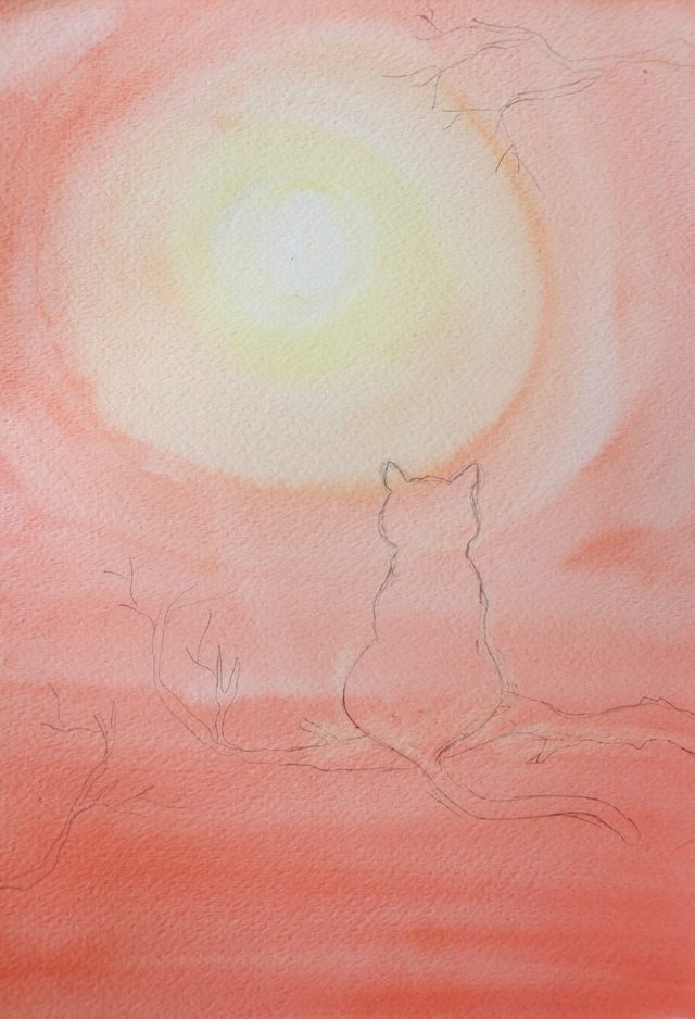 640x938 Diy Black Cat Watercolor Painting Ehow - Black Cat Watercolor Paintings