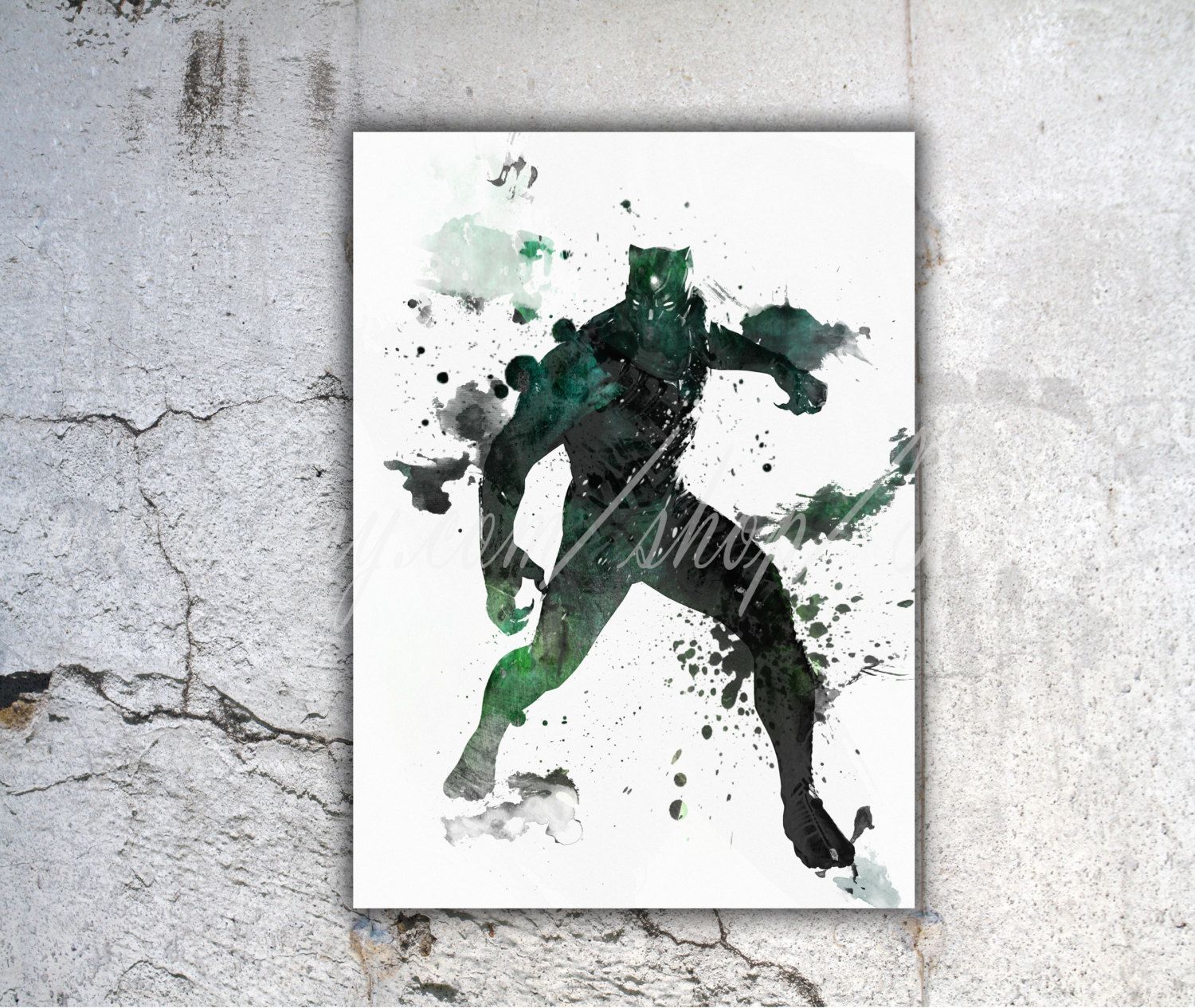 1500x1265 Black Panther Poster Watercolor Print Marvel Comics By Tronyc - Black Panther Watercolor