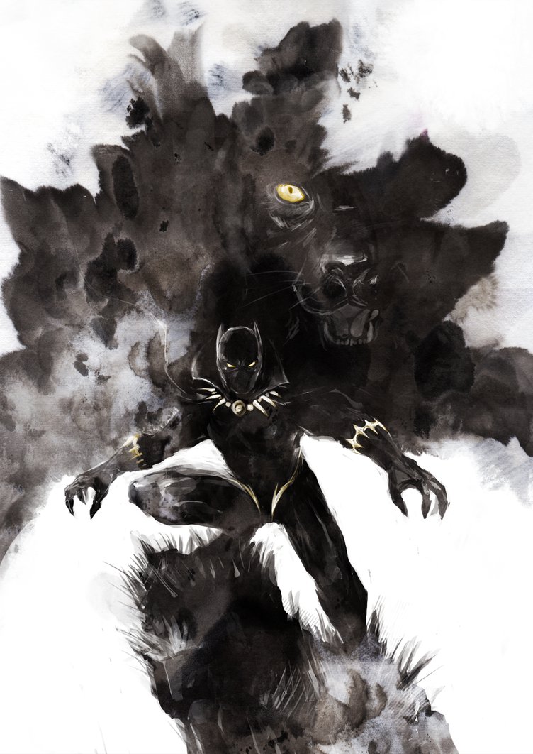752x1062 Black Panther By Naratani - Black Panther Watercolor