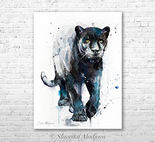 500x460 Black Panther Watercolor Painting Print By Slaveika - Black Panther Watercolor