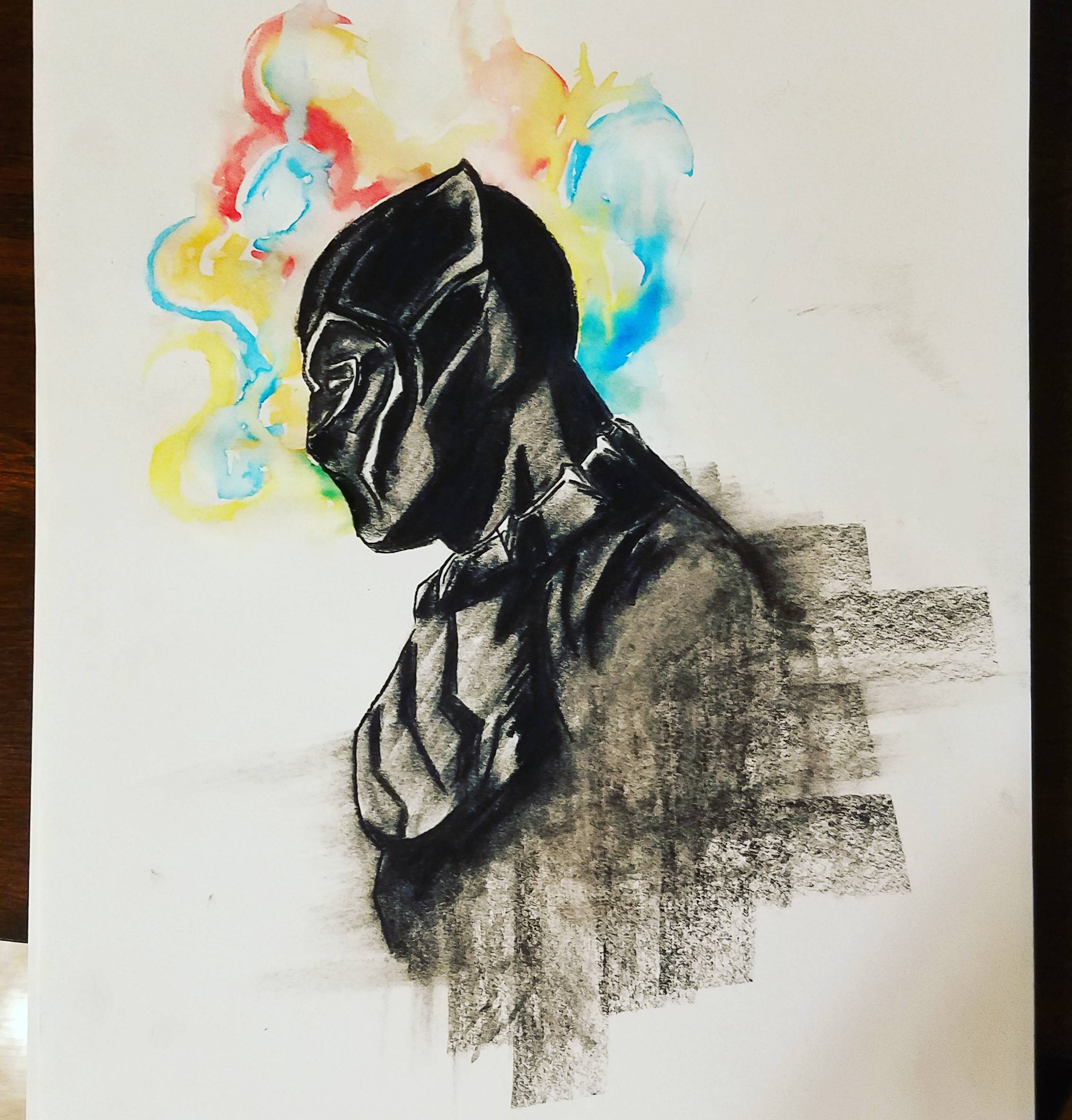 2268x2369 My Take On The Nrw Black Panther Poster (Charcoal And Watercolor - Black Panther Watercolor
