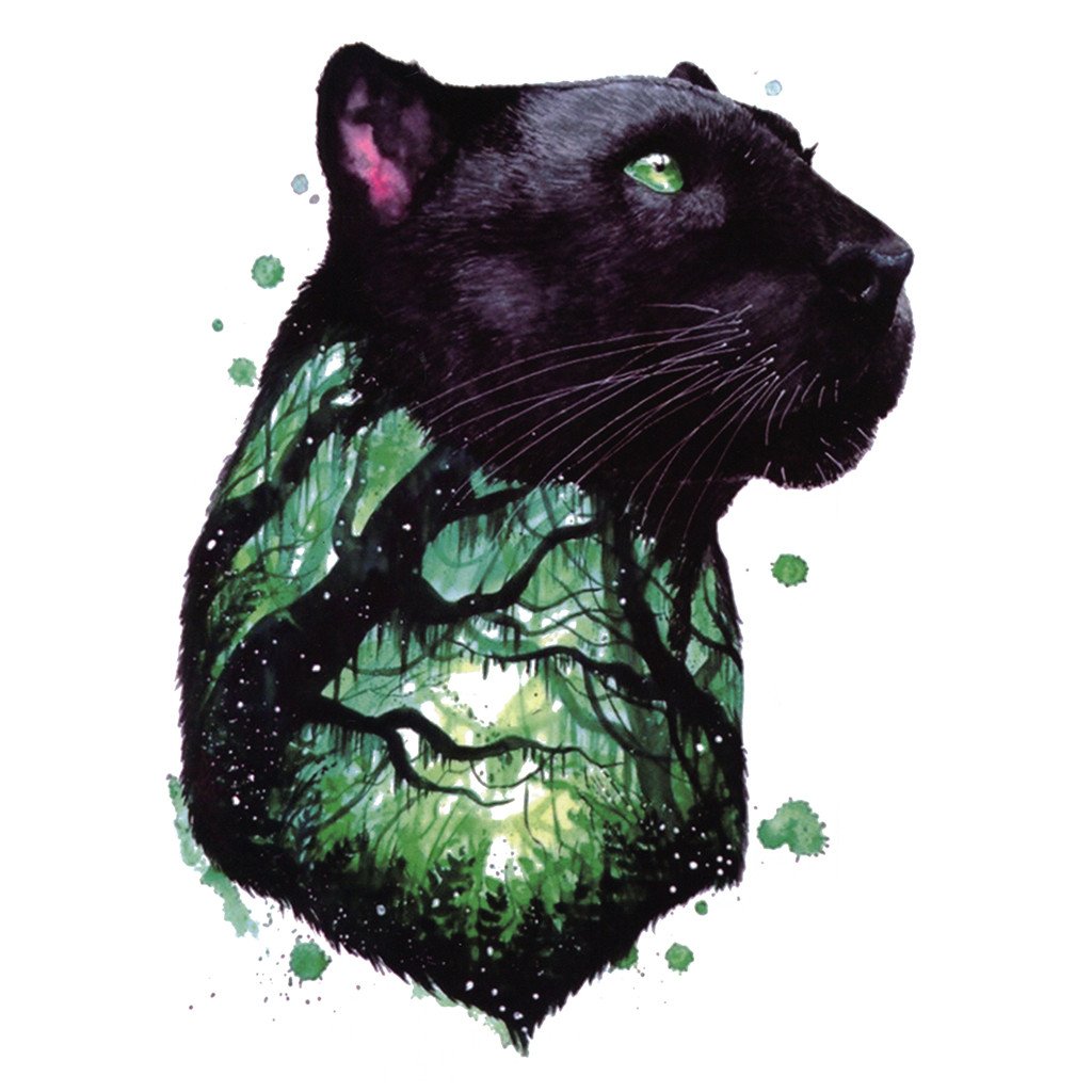 1024x1024 Temporary Tattoo Animals Watercolor Panther - Black Panther Watercolor