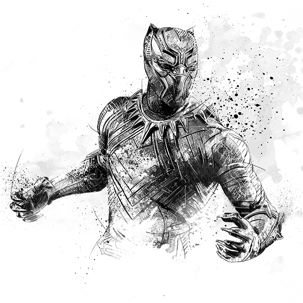 600x600 Black Panther Sergio Ingravalle (Maivisto) - Black Panther Watercolor