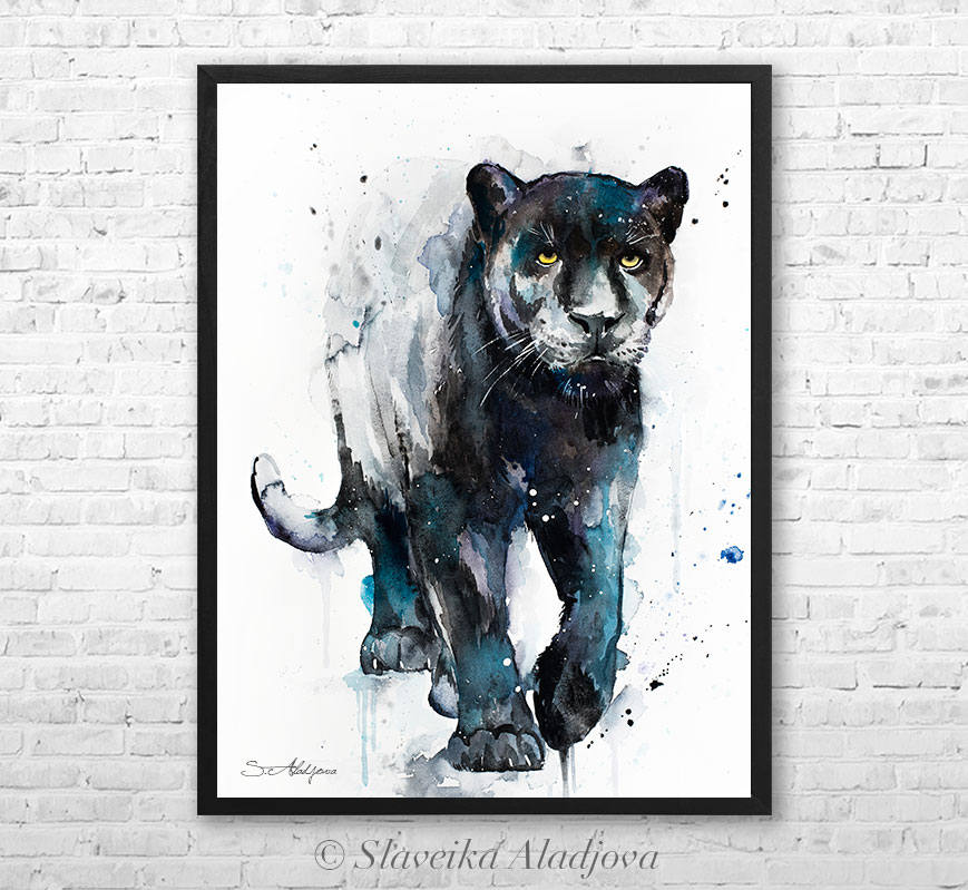 869x799 Black Panther Aquarell Leinwand Von Slaveika Aladjova Etsy - Black Panther Watercolor