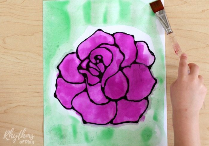 700x489 Black Glue Rose Watercolor Resist Art Project Rhythms Of Play - Black Watercolor Art