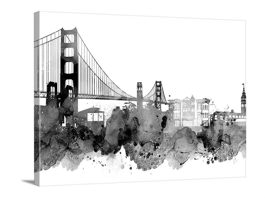 900x675 City Wall Art - Black Watercolor Art