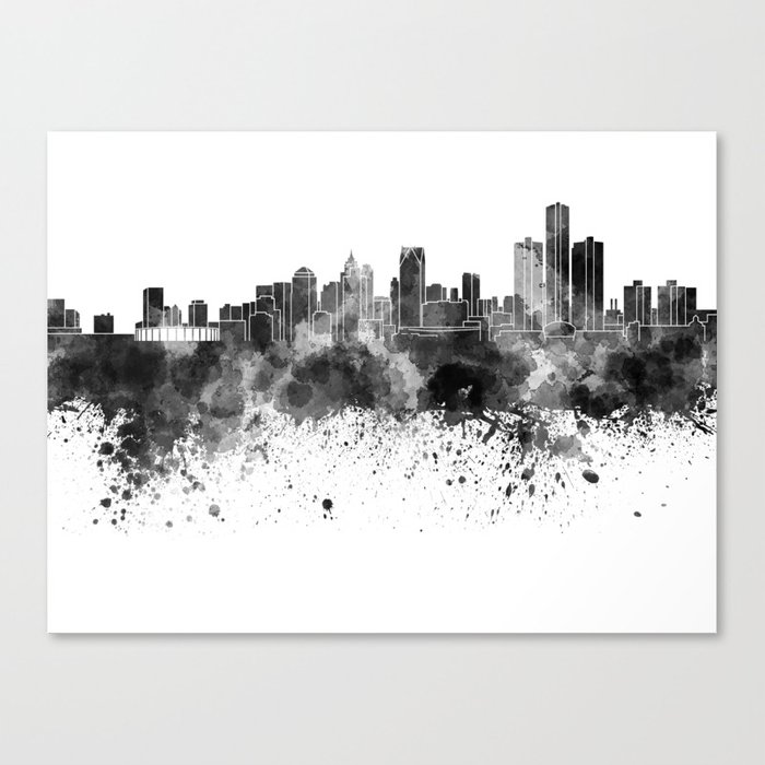 700x700 Detroit Skyline In Black Watercolor Canvas Print By Paulrommer - Black Watercolor Art