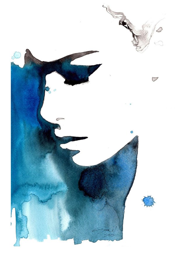 610x867 Watercolor Painting Black And Blue For You By - Black Watercolor Painting